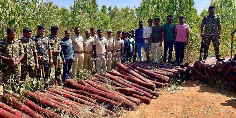 ಆಂಧ್ರ ಮತ್ತು ತಿರುಮಲ ಶೆಟ್ಟಿ ಹಳ್ಳಿ ಪೊಲೀಸರ ಜಂಟಿ ಕಾರ್ಯಾಚರಣೆ ಕೋಟ್ಯಂತರರು ಮೌಲ್ಯದ 180 ರಕ್ತಚಂದನದ ತುಂಡುಗಳ ವಶ