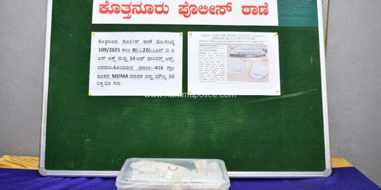 ಕೊತ್ತನೂರು ಪೊಲೀಸ್ ಠಾಣೆಯ ಅಧಿಕಾರಿ ಮತ್ತು ಸಿಬ್ಬಂದಿ ಅವರಿಂದ ಭರ್ಜರಿ ಕಾರ್ಯಾಚರಣೆ 52.15 ಲಕ್ಷ ಮೌಲ್ಯದ METHAMPHETAMINE/MDMA ವಶ