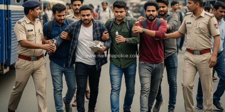 ರೀಲ್ಸ್ ಗಾಗಿ ಹಾಡಹಗಲೇ ರಸ್ತೆಯಲ್ಲಿ ಸಂಚರಿಸುವ ಪ್ರಯಾಣಿಕರಿಗೆ, ಪಾದಚಾರಿಗಳಿಗೆ ಬಿಯರ್ ಹಂಚಿರುವುದು ಘಟನೆ 7 ಮಂದಿ ಅರೆಸ್ಟ್